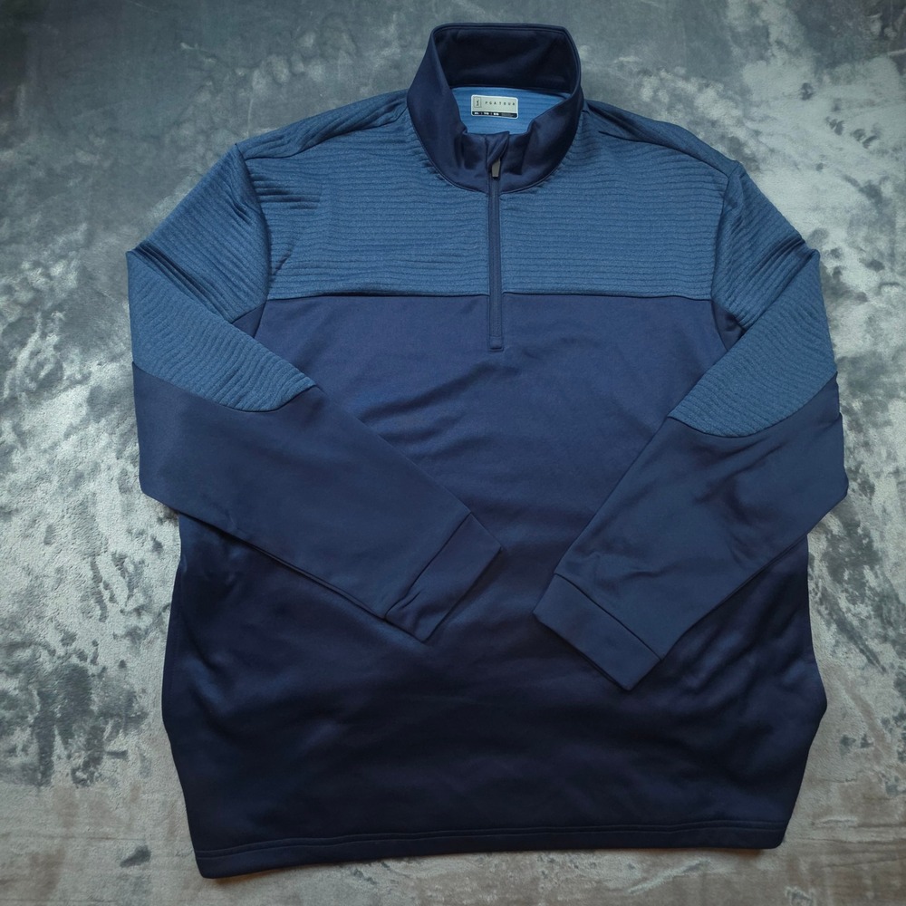 PGA Tour Mens XL Navy Blue Quarter Zip Textured Golf Pullover BK3315